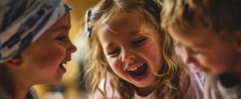 The joyful moments of children sharing laughter and friendship. photo