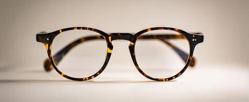The elegant tortoiseshell glasses showcasing modern eyewear design. photo