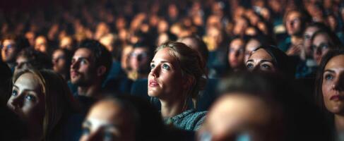 The Intense Focus of an Engaged Audience Watching a Film photo