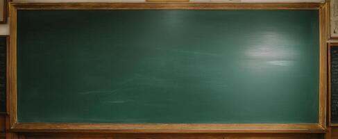 The empty chalkboard waiting for a creative lesson in the classroom. photo