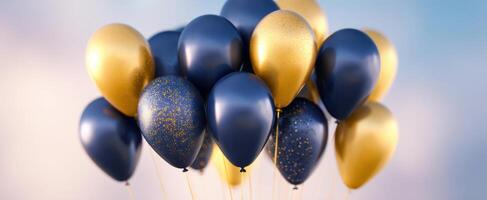 The vibrant cluster of gold and navy balloons for any celebration photo