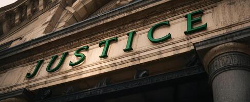 The Elegant Justice Inscription on a Historic Court Building Facade photo