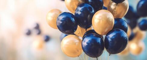 The colorful celebration balloons creating an elegant festive atmosphere. photo