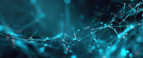 The Abstract Network of Glowing Blue Connections in a Digital Landscape photo