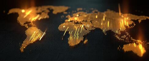 The Golden World Map with Dynamic Digital Elements and Modern Design photo