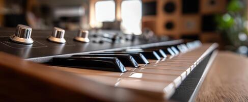 The synthesizer keyboard showcasing modern design and rich musical potential. photo