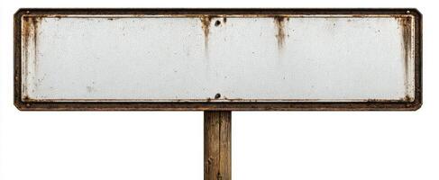 The empty weathered signpost waiting for a new message or direction. photo