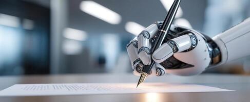 The Robot Writing With a Pen in a Modern Office Environment photo