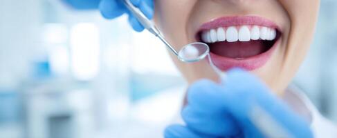 The Dentist Examining a Patient's Bright Smile with Careful Precision photo