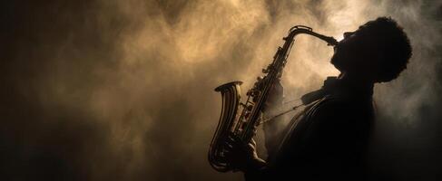 The captivating saxophonist creating soulful music in a smoky atmosphere. photo