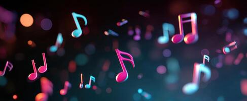 The Colorful Floating Music Notes Creating a Vibrant Atmosphere photo