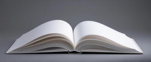 The open book with blank pages ready for creativity and inspiration. photo