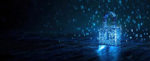 The Secure Digital Lock Representing Cybersecurity in a Virtual Environment photo