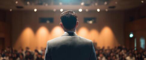 The Speaker Engaging an Audience at a Dynamic Business Conference photo