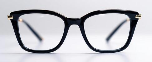 The elegant black eyeglasses showcasing modern design and style. photo