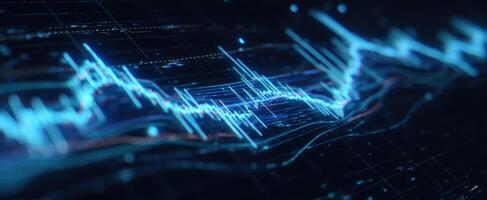 The Data Visualization of Market Trends in Futuristic Blue Graphics photo