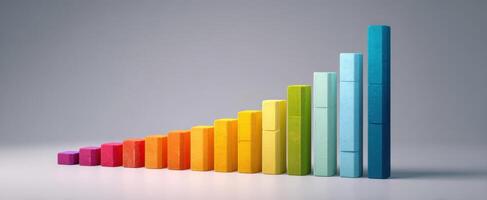 The colorful blocks illustrating a growth trend in data visualization and analysis photo