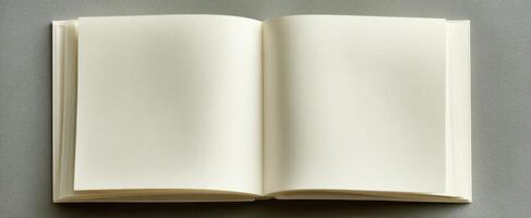 The open blank book inviting creativity and inspiration for writing and ideas. photo