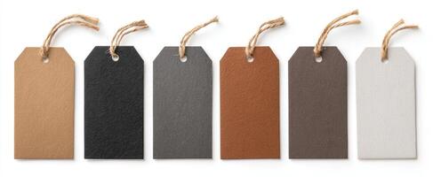 The collection of stylish leather tags for branding and promotional use. photo