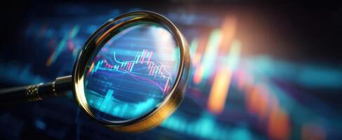 The Magnifying Glass Focusing on Financial Data and Trends for Analysis photo
