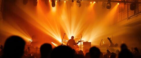 The captivating performance with energetic lights and enthusiastic crowd. photo