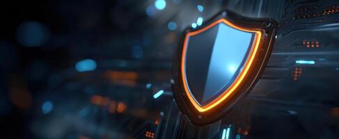 The Shield Symbolizing Security in a Digital Cyber Environment photo