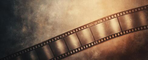 The film strip gracefully curves across a textured, vintage backdrop. photo