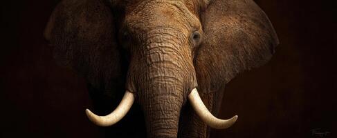 The majestic elephant showcasing its stunning features in a rich background. photo