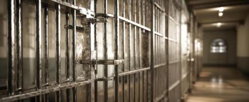 The haunting rows of prison cells illuminating confinement and despair photo