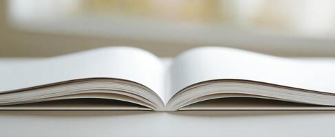 The open book inviting readers to explore blank possibilities and creativity. photo