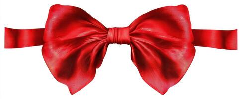 The elegant red bow tied with a silky ribbon for special occasions. photo