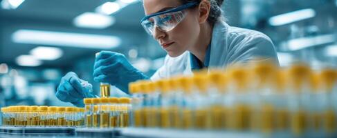 The dedicated scientist performing experiments in a modern laboratory setting. photo