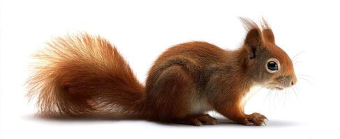 The curious squirrel with fluffy fur in a captivating pose. photo