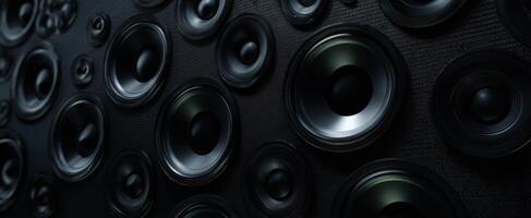 The intricate arrangement of speakers creating a captivating auditory environment. photo