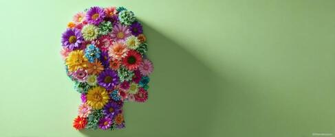 The Floral Arrangement Creating a Stunning Silhouette of a Head photo