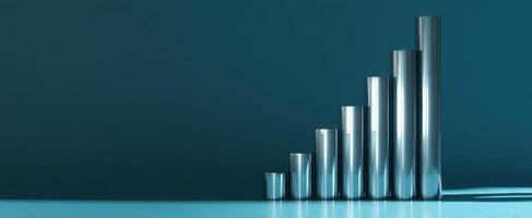 The metallic bar chart displaying significant growth trends in financial data. photo