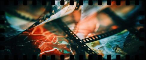 The captivating beauty of color film strips layered together photo