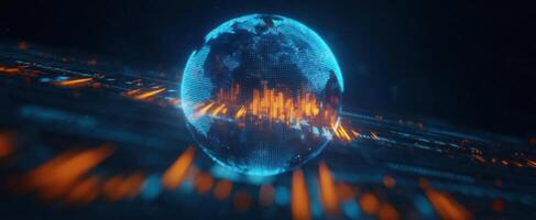 The Digital Globe Illustrating Connectivity and Data Visualization in a Futuristic World photo