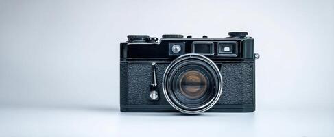The vintage camera showcasing timeless design and intricate craftsmanship. photo