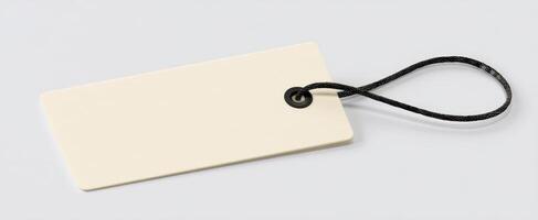 The blank label with a black loop for branding and identification purposes. photo