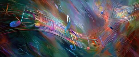 The Colorful Dance of Musical Notes in an Abstract Harmony photo