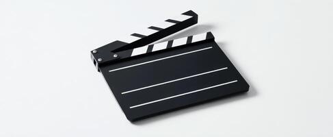 The black clapperboard ready for filming in a professional cinema environment. photo