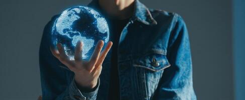 The holographic globe representing modern technology and global connectivity photo