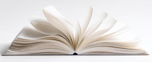 The open book showcasing blank pages inviting creativity and inspiration. photo