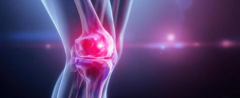 The detailed visualization of a human knee joint showcasing anatomy and health features. photo