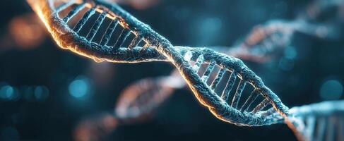 The stunning representation of a DNA double helix structure in blue tones photo