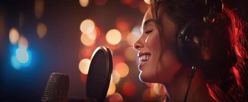 The joyful singer captivating an audience with her mesmerizing voice. photo