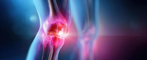 The Detailed Visualization of a Human Knee Joint with Highlighted Elements photo