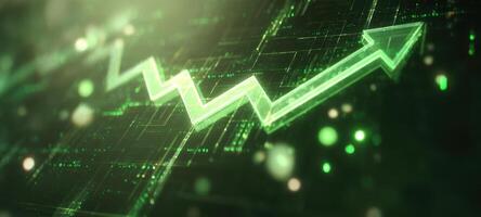 The upward trend graph representing financial growth and data analytics. photo