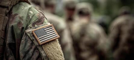 The American Flag on a Soldier's Uniform Symbolizing Service and Sacrifice photo